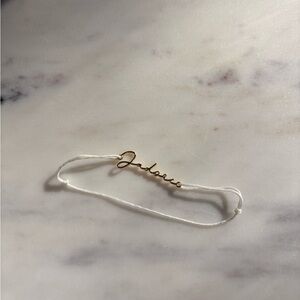 Dior J’adore Gold Script Bracelet — Elegant White Cord Adjustable